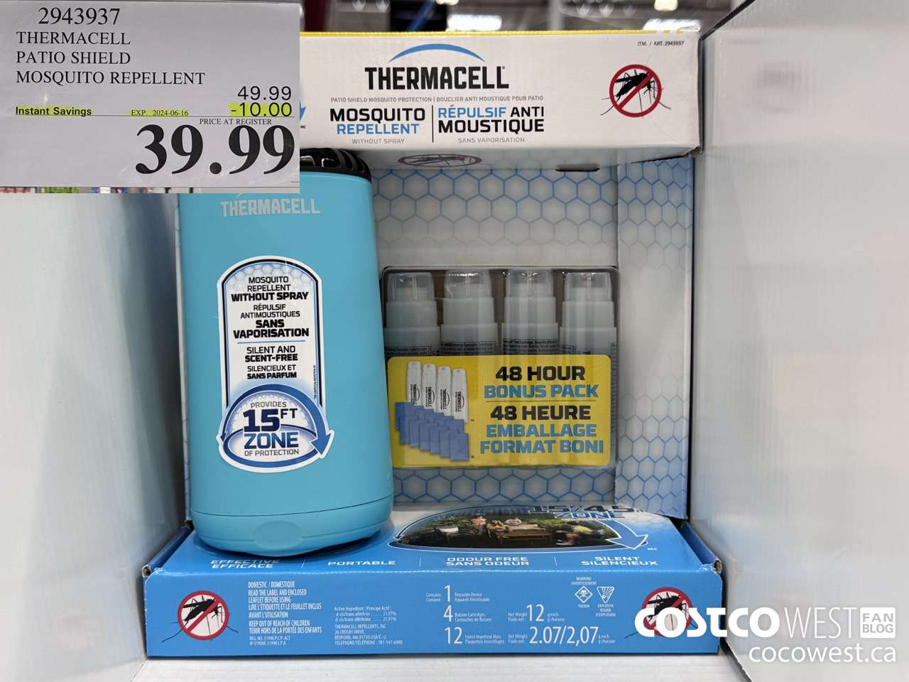 2943937 THERMACELL PATIO SHIELD MOSQUITO REPELLENT ($10.00 INSTANT SAVINGS EXPIRES ON 2024-06-16) $39.99