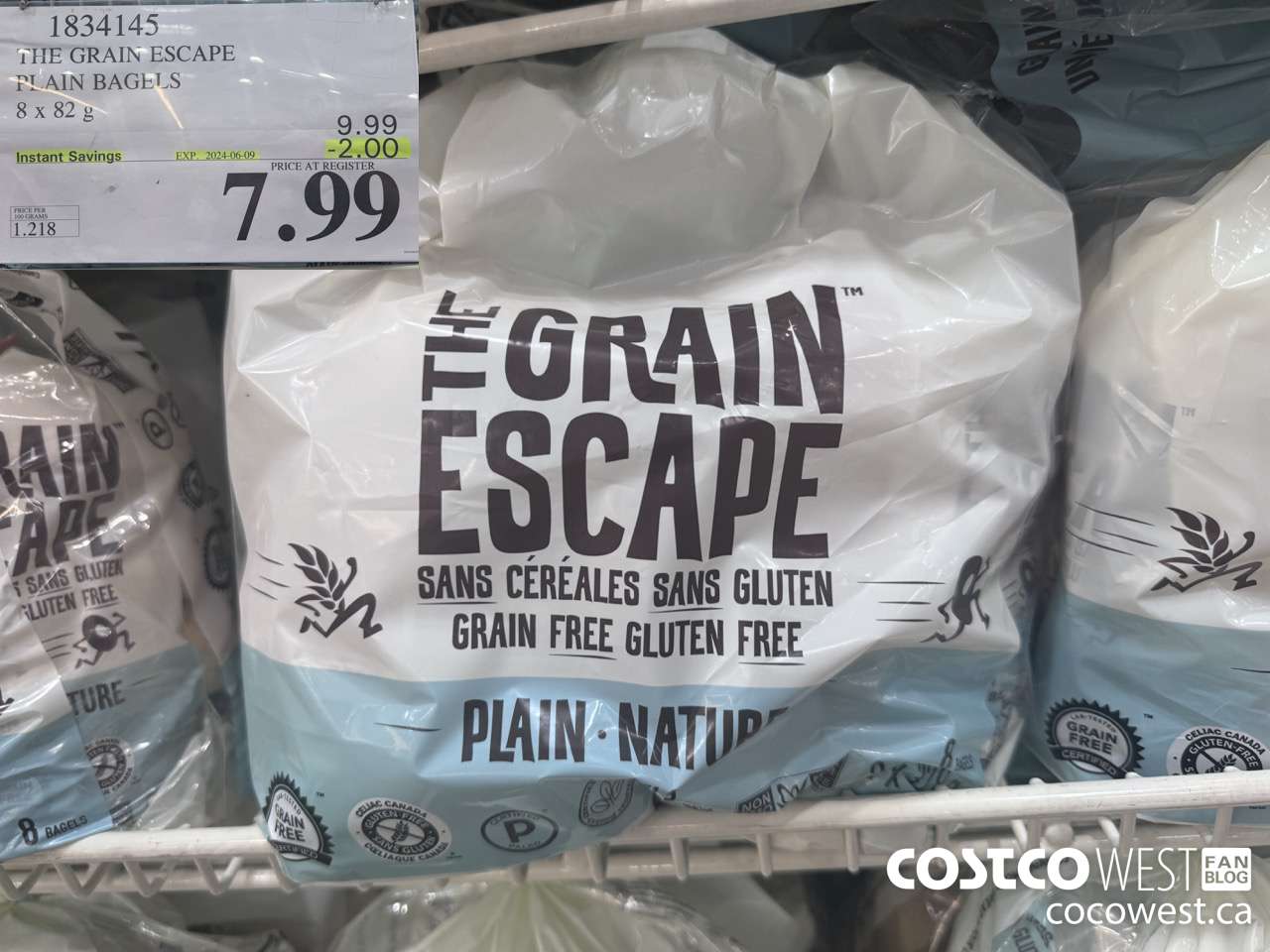 1834145 THE GRAIN ESCAPE PLAIN BAGAELS 8 X 82G ($2.00 INSTANT SAVINGS EXPIRES ON 2024-06-09) $7.99