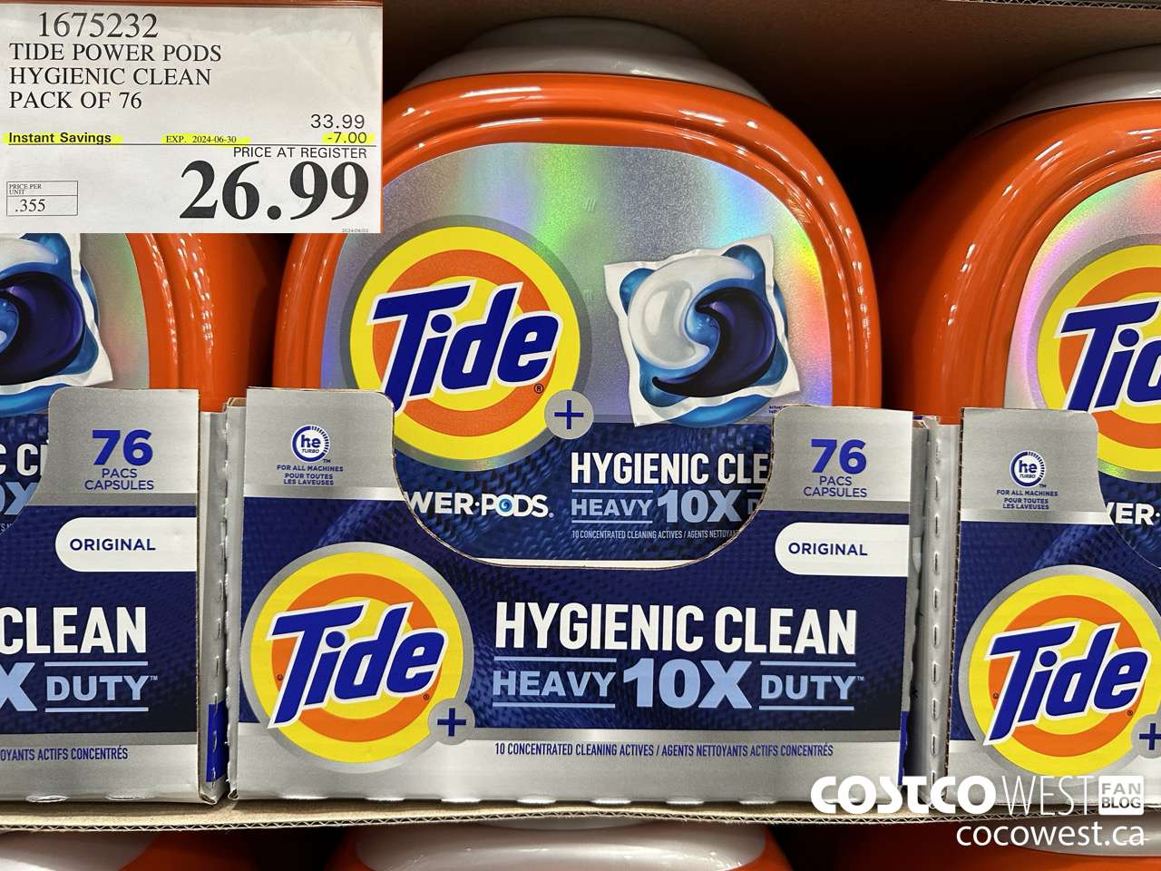 1675232 TIDE POWER PODS HYGIENIC CLEAN PACK OF 76 ($7.00 INSTANT SAVINGS EXPIRES ON 2024-06-30) $26.99