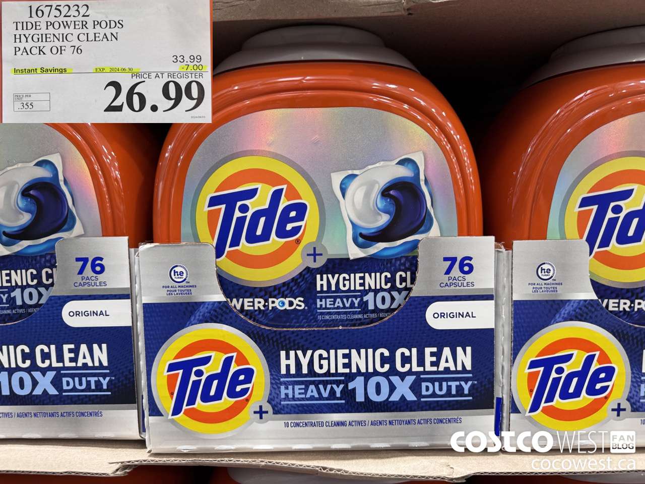 1675232 TIDE POWER PODS HYGIENIC CLEAN PACK OF 76 ($7.00 INSTANT SAVINGS EXPIRES ON 2024-06-30) $26.99