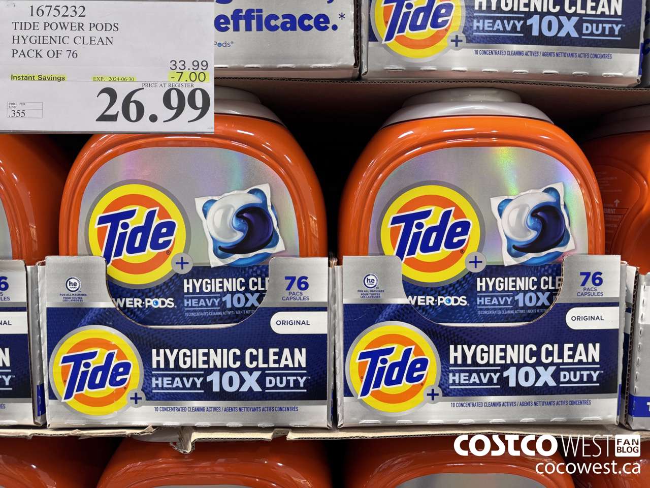 1675232 TIDE POWER PODS HYGIENIC CLEAN PACK OF 76 ($7.00 INSTANT SAVINGS EXPIRES ON 2024-06-30) $26.99