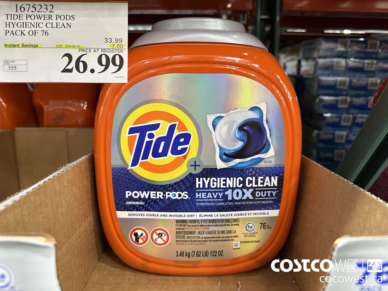 1675232 TIDE POWER PODS HYGIENIC CLEAN PACK OF 76 ($7.00 INSTANT SAVINGS EXPIRES ON 2024-06-30) $26.99