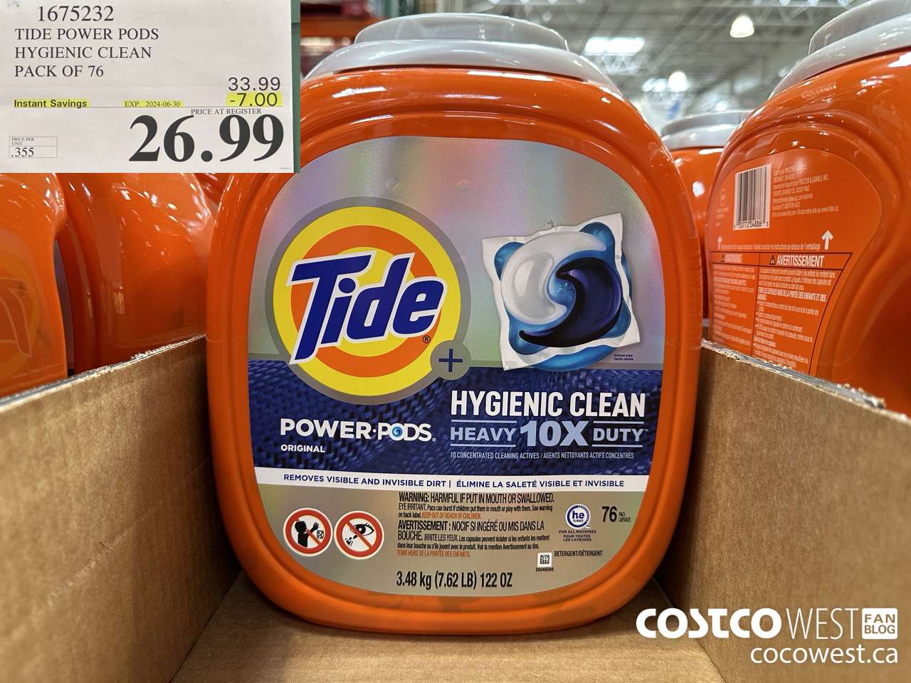 1675232 TIDE POWER PODS HYGIENIC CLEAN PACK OF 76 ($7.00 INSTANT SAVINGS EXPIRES ON 2024-06-30) $26.99