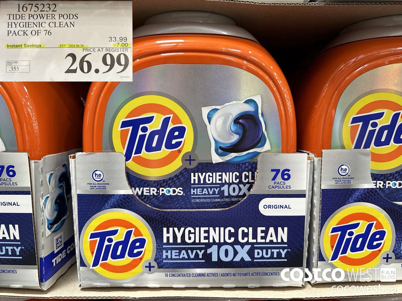 1675232 TIDE POWER PODS HYGIENIC CLEAN PACK OF 76 ($7.00 INSTANT SAVINGS EXPIRES ON 2024-06-30) $26.99