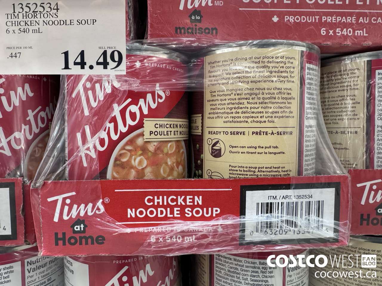 1352534 TIM HORTONS CHICKEN NOODLE SOUP 6 X 540ML $14.49