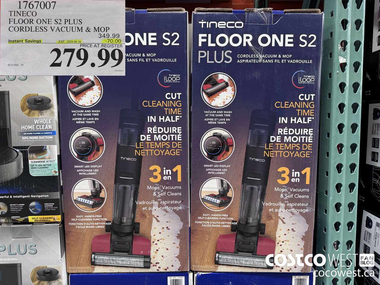1767007 TINECO FLOOR ONE S2 PLUS CORDLESS VACUUM & MOP ($70.00 INSTANT SAVINGS EXPIRES ON 2024-06-16) $279.99