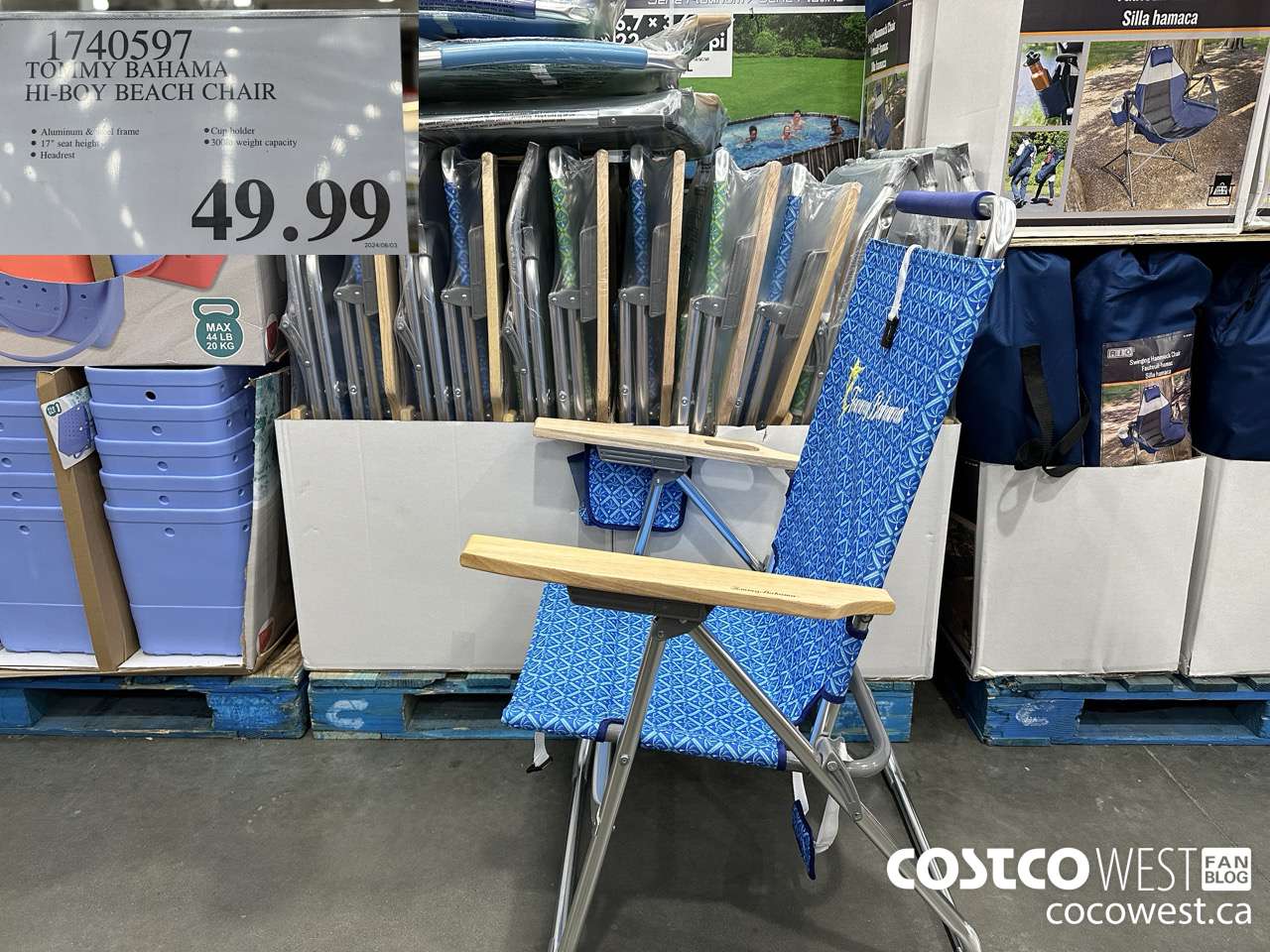 1740597 TOMMY BAHAMA HI-BOY BEACH CHAIR $49.99