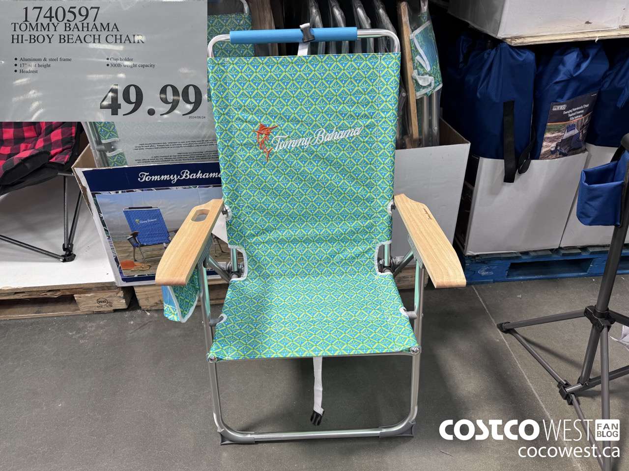 1740597 TOMMY BAHAMA HI-BOY BEACH CHAIR $49.99