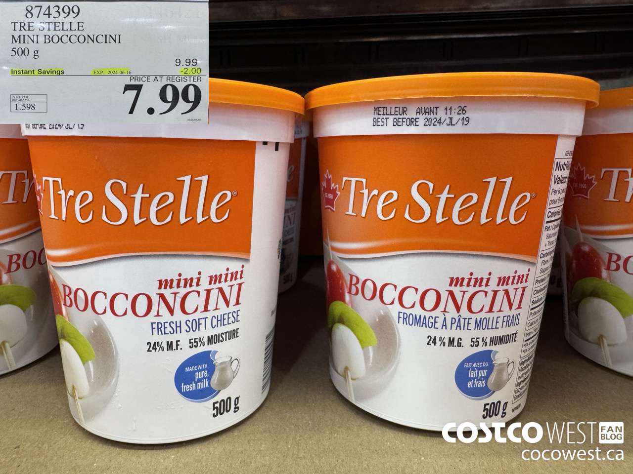 874399 TRE STELLE MINI BOCCONCINI 500 G ($2.00 INSTANT SAVINGS EXPIRES ON 2024-06-16) $7.99