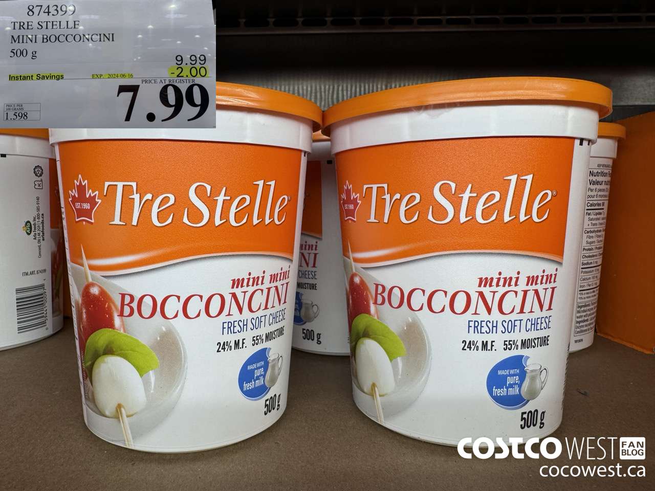874399 TRE STELLE MINI BOCCONCINI 500 G ($2.00 INSTANT SAVINGS EXPIRES ON 2024-06-16) $7.99