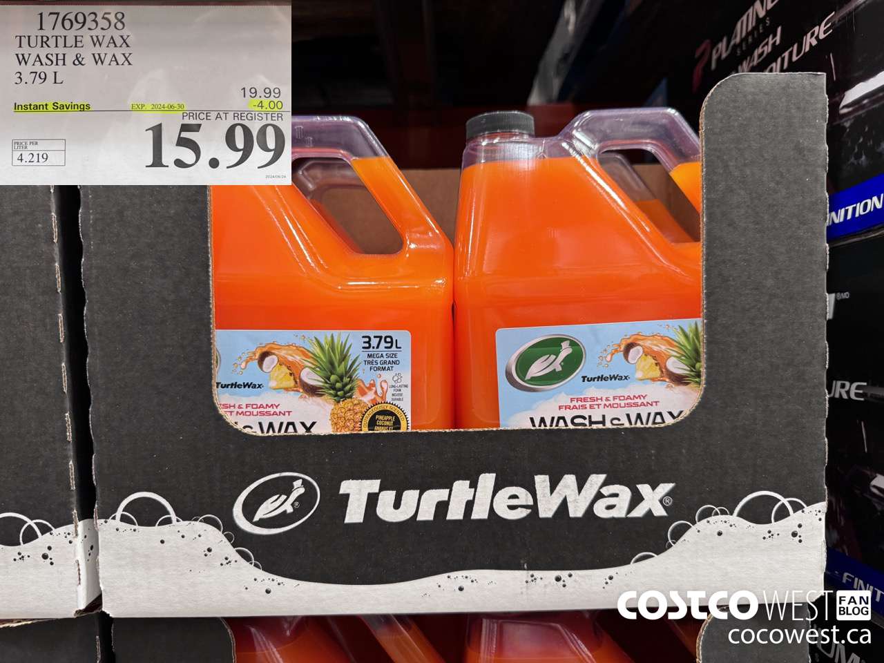 1769358 TURTLE WAX WASH & WAX 3.79 L ($4.00 INSTANT SAVINGS EXPIRES ON 2024-06-30) $15.99