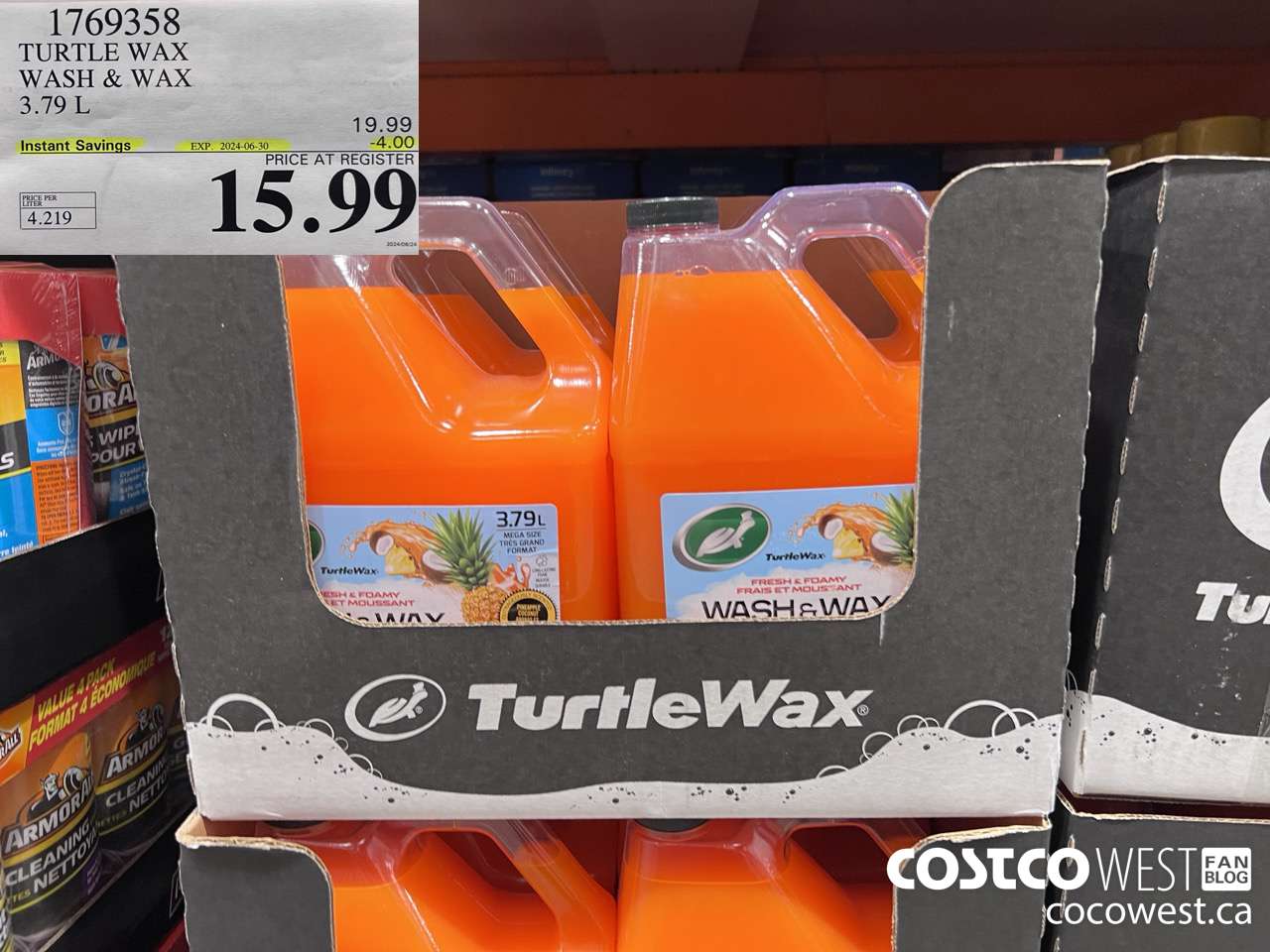 1769358 TURTLE WAX WASH & WAX 3.79 L ($4.00 INSTANT SAVINGS EXPIRES ON 2024-06-30) $15.99
