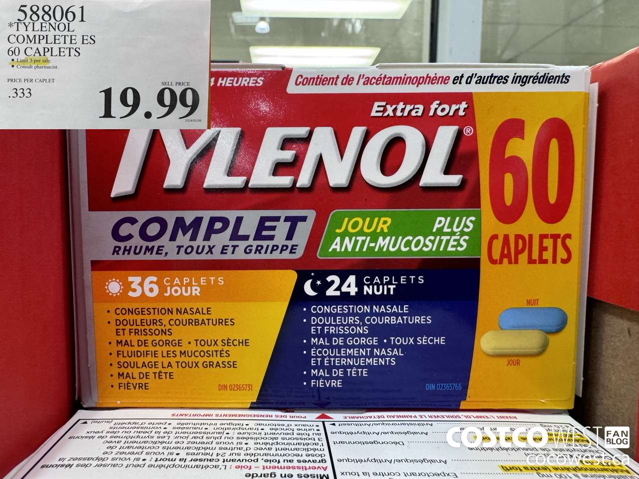 588061 TYLENOL COMPLETE COMPLETE ES 60 CAPS $19.99