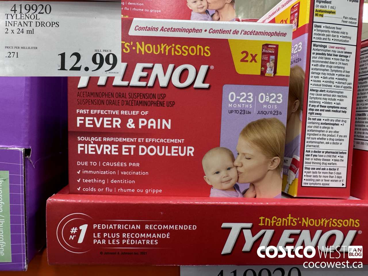 419920 TYLENOL INFANT DROPS 2 X 24ML $12.99
