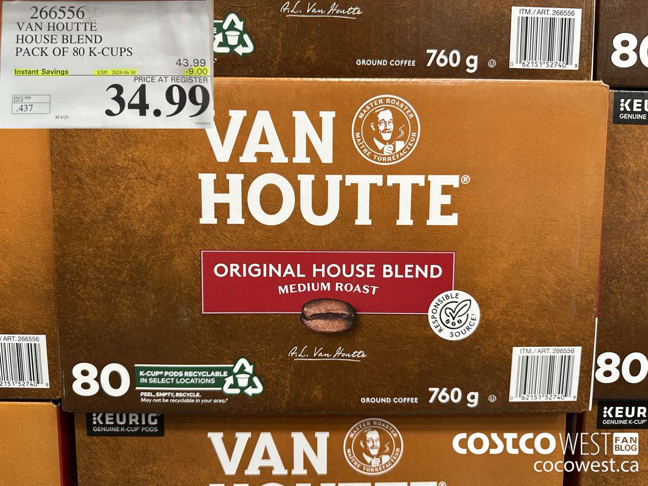 266556 VAN HOUTTE HOUSE BLEND K-CUPS 80 COUNT ($9.00 INSTANT SAVINGS EXPIRES ON 2024-06-30) $34.99