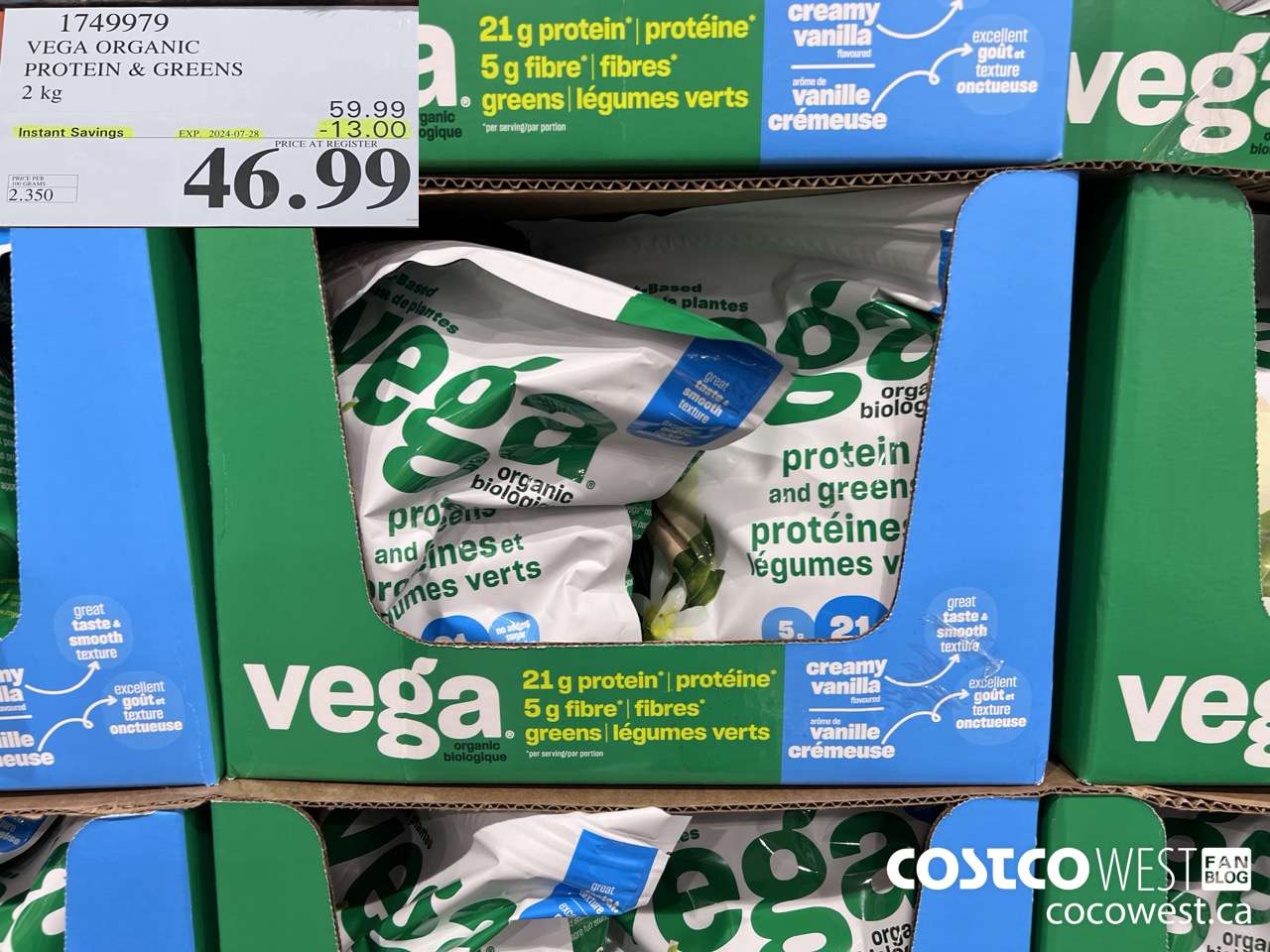 1749979 VEGA ORGANIC PROTEIN & GREENS 2 KG ($13.00 INSTANT SAVINGS EXPIRES ON 2024-07-28) $46.99