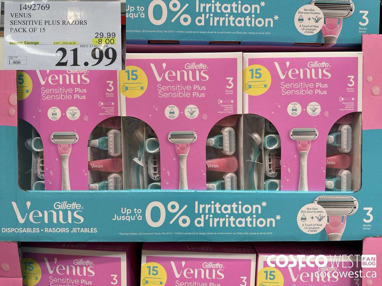1492769 VENUS SENSITVE PLUS 15 COUNT DISPOSABLE ($8.00 INSTANT SAVINGS EXPIRES ON 2024-06-30) $21.99