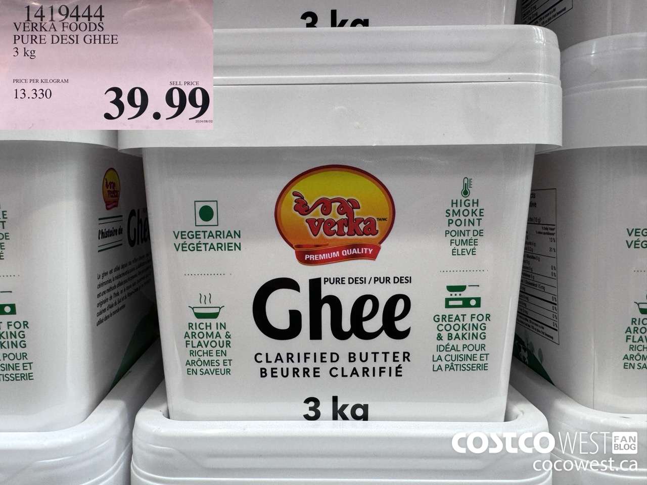 1419444 VERKA FOODS PURE DESI GHEE 3 kg $39.99