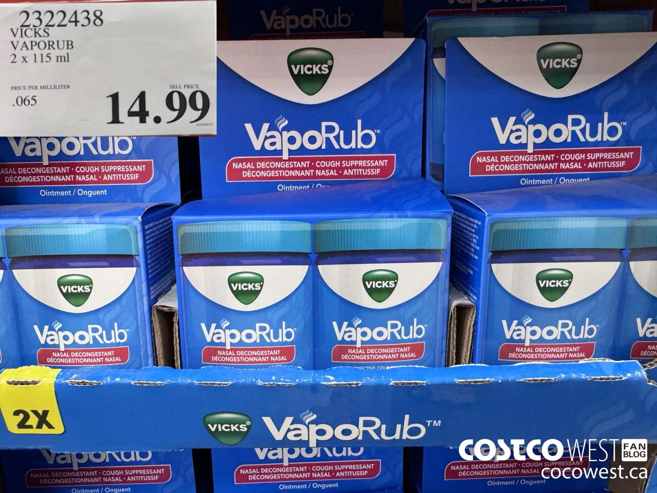 2322438 VICKS VAPORUB 2 X 115 ML $14.99