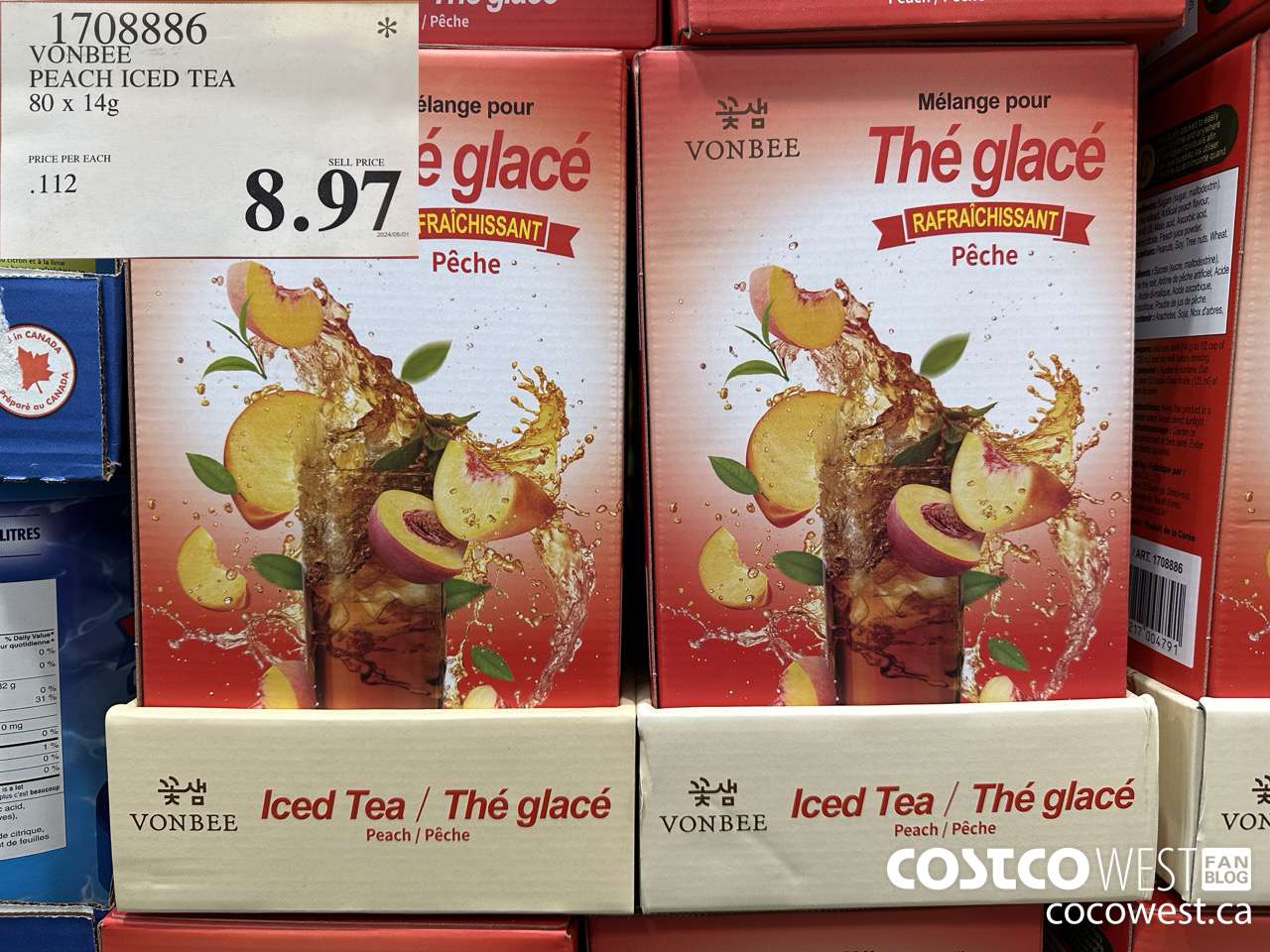 1708886 VONBEE PEACH ICED TEA 80 X 14G $8.97
