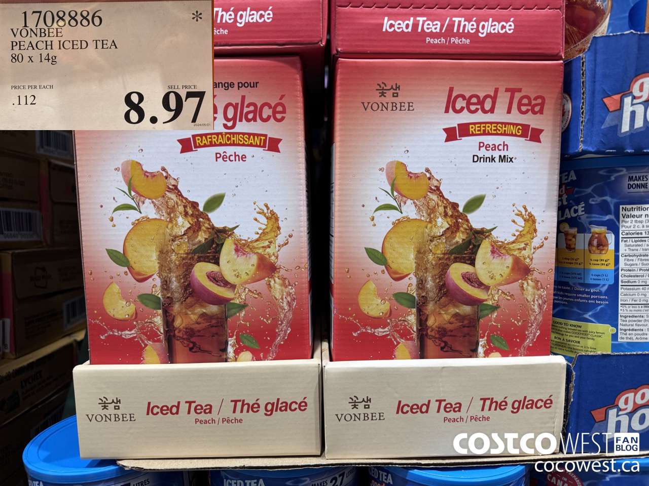 1708886 VONBEE PEACH ICED TEA 80 X 14G $8.97