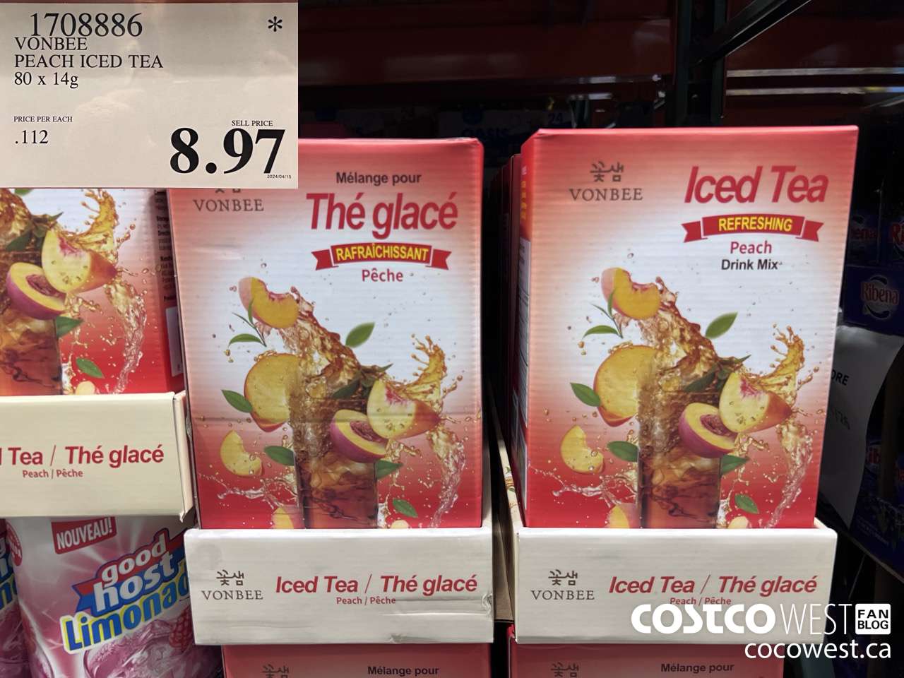 1708886 VONBEE PEACH ICED TEA 80 X 14G $8.97
