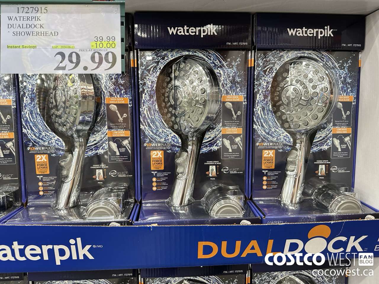 1727915 WATERPIK DUALDOCK SHOWERHEAD ($10.00 INSTANT SAVINGS EXPIRES ON 2024-06-23) $29.99