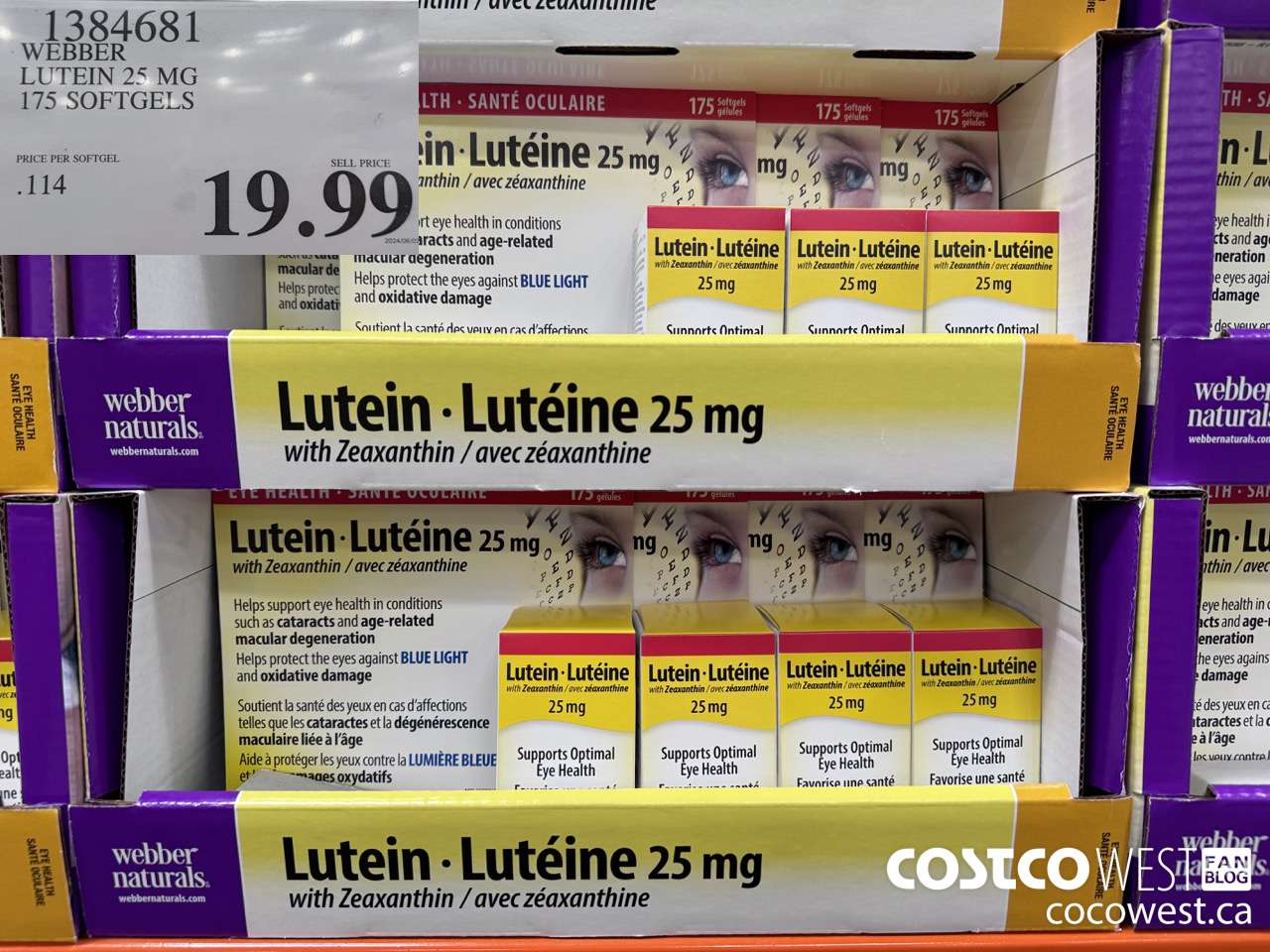 1384681 WEBBER LUTEIN 25 MG 175 SOFTGELS $19.99