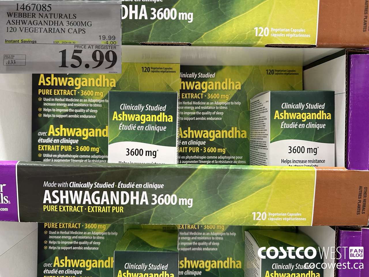 1467085 WEBBER NATURALS ASHWAGANDHA 3600MG 120 VEGETARIAN CAPSULES ($4.00 INSTANT SAVINGS EXPIRES ON 2024-06-30) $15.99