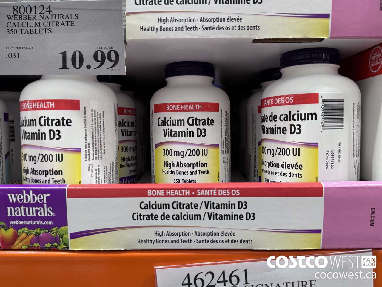 800124 WEBBER NATURALS CALCIUM CITRATE 350 TABLETS $10.99