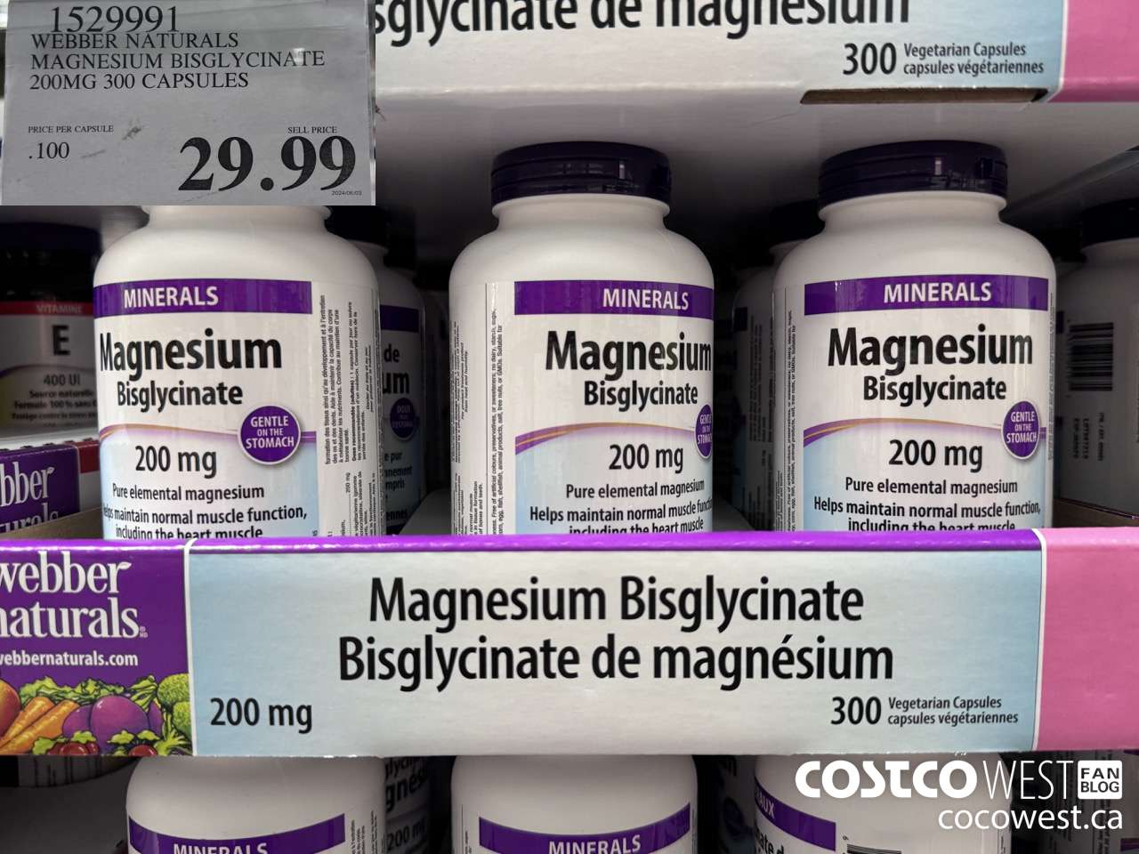 1529991 WEBBER NATURALS MAGNESIUM BISGLYCINATE 200MG 300 CAPSULES $29.99