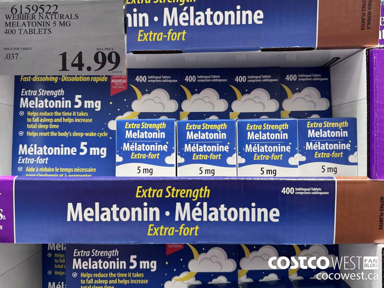 6159522 WEBBER NATURALS MELATONIN 5 MG 400 TABLETS $14.99