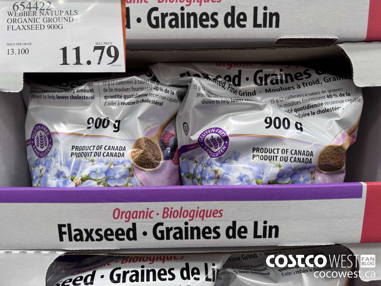 654422 WEBBER NATURALS ORGANIC GROUND FLAXSEED 900G $11.79