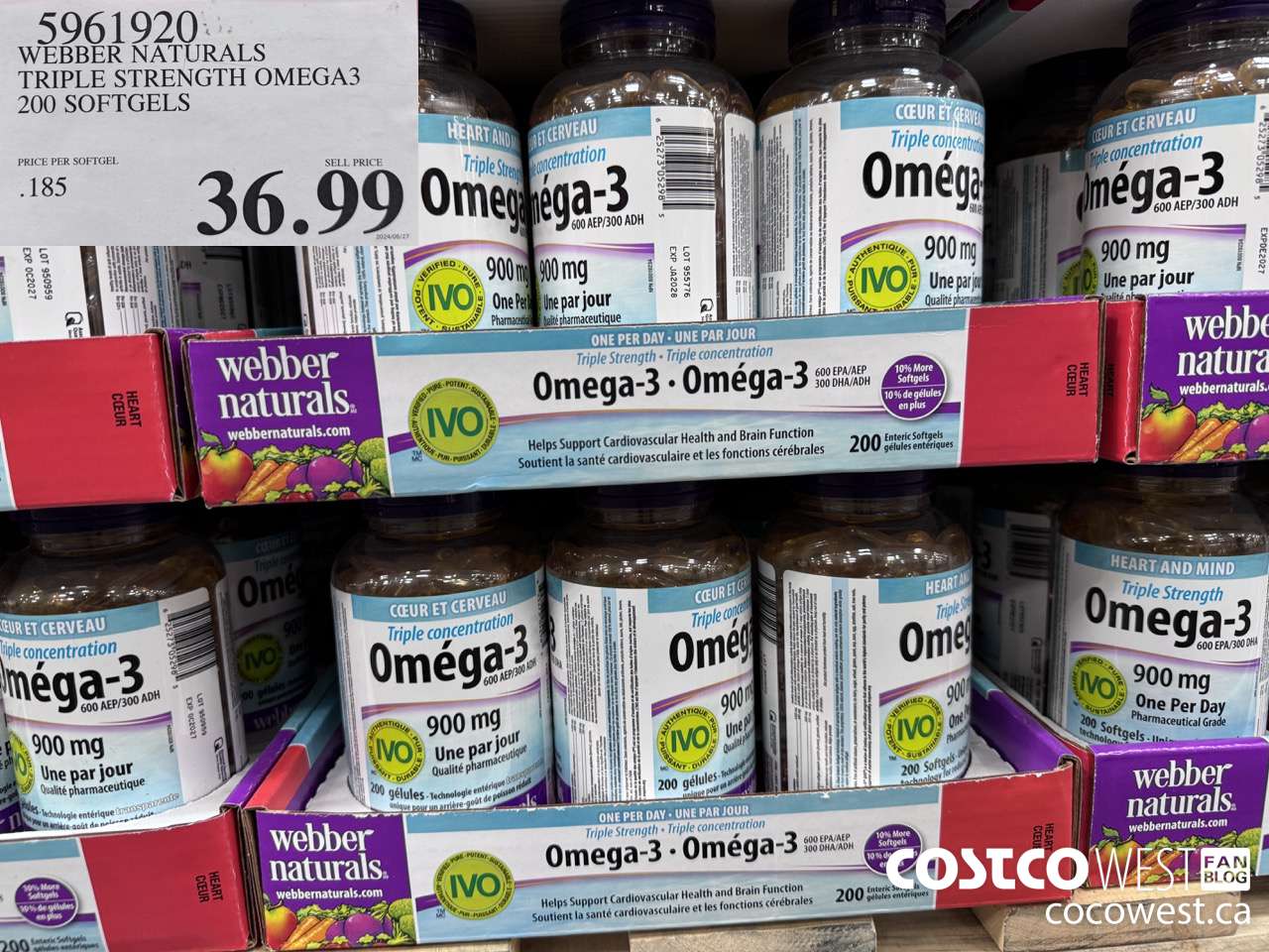 5961920 WEBBER NATURALS TRIPLE STRENGTH OMEGA3 200 SOFTGELS $36.99