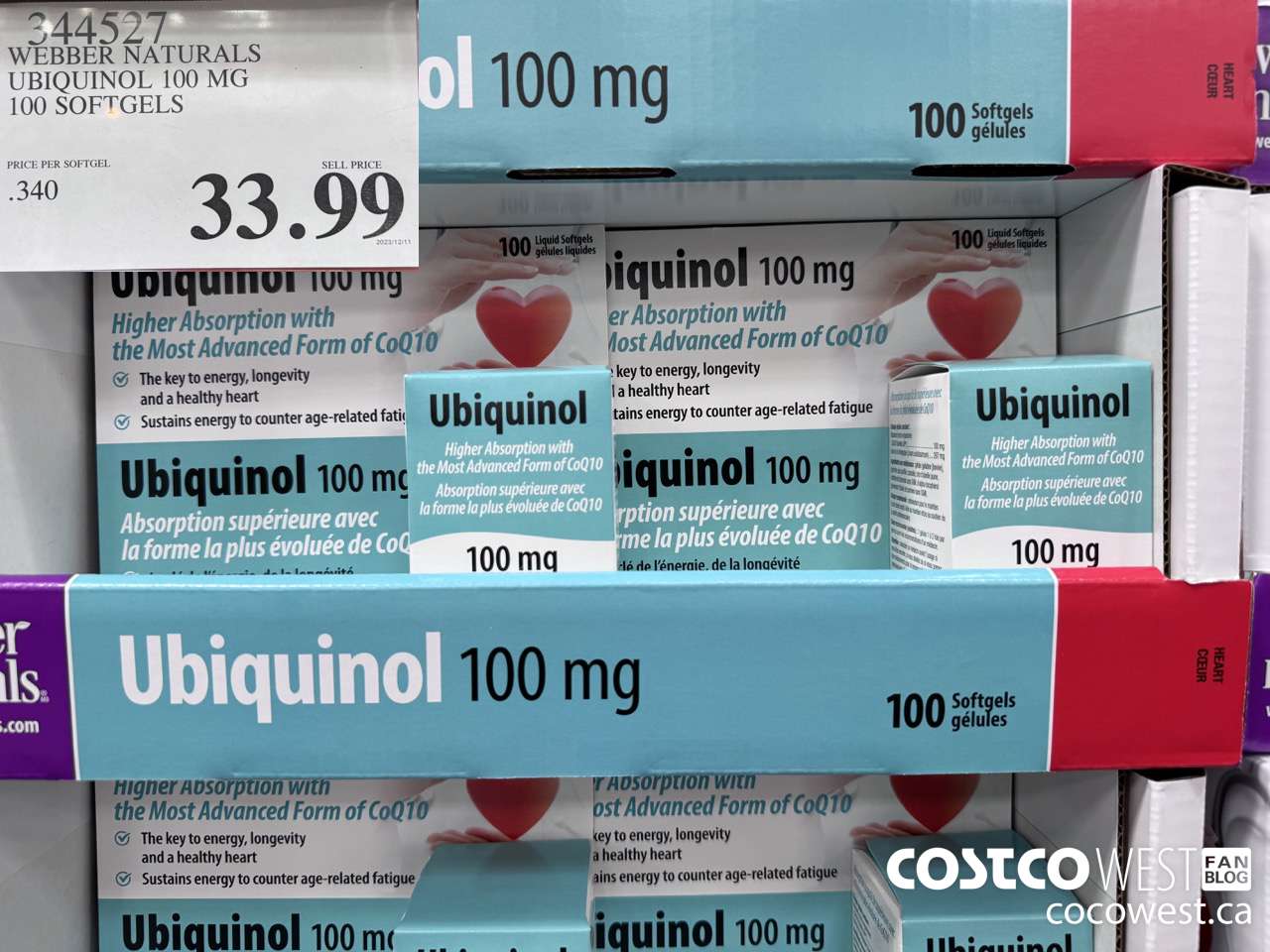 344527 WEBBER NATURALS UBIQUINOL 100 MG 100 SOFTGELS $33.99