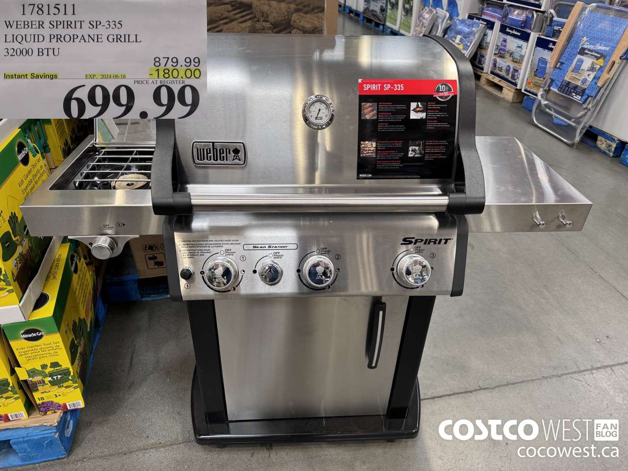 1781511 WEBER SPIRIT SP-335 LIQUID PROPANE GRILL 32000 BTU ($180.00 INSTANT SAVINGS EXPIRES ON 2024-06-16) $699.99