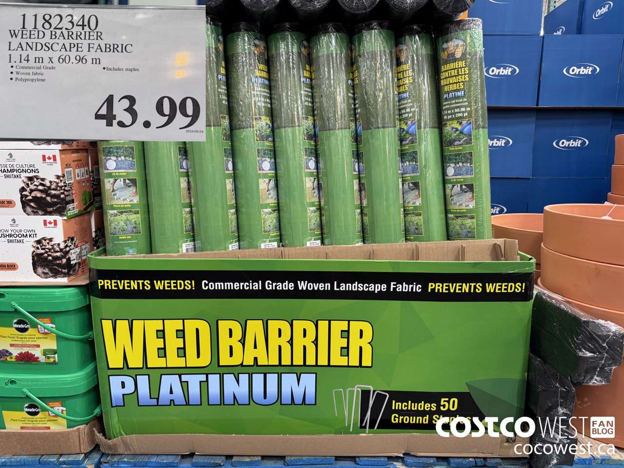 1182340 WEED BARRIER LANDSCAPE FABRIC 1.14M X 60.96M $43.99