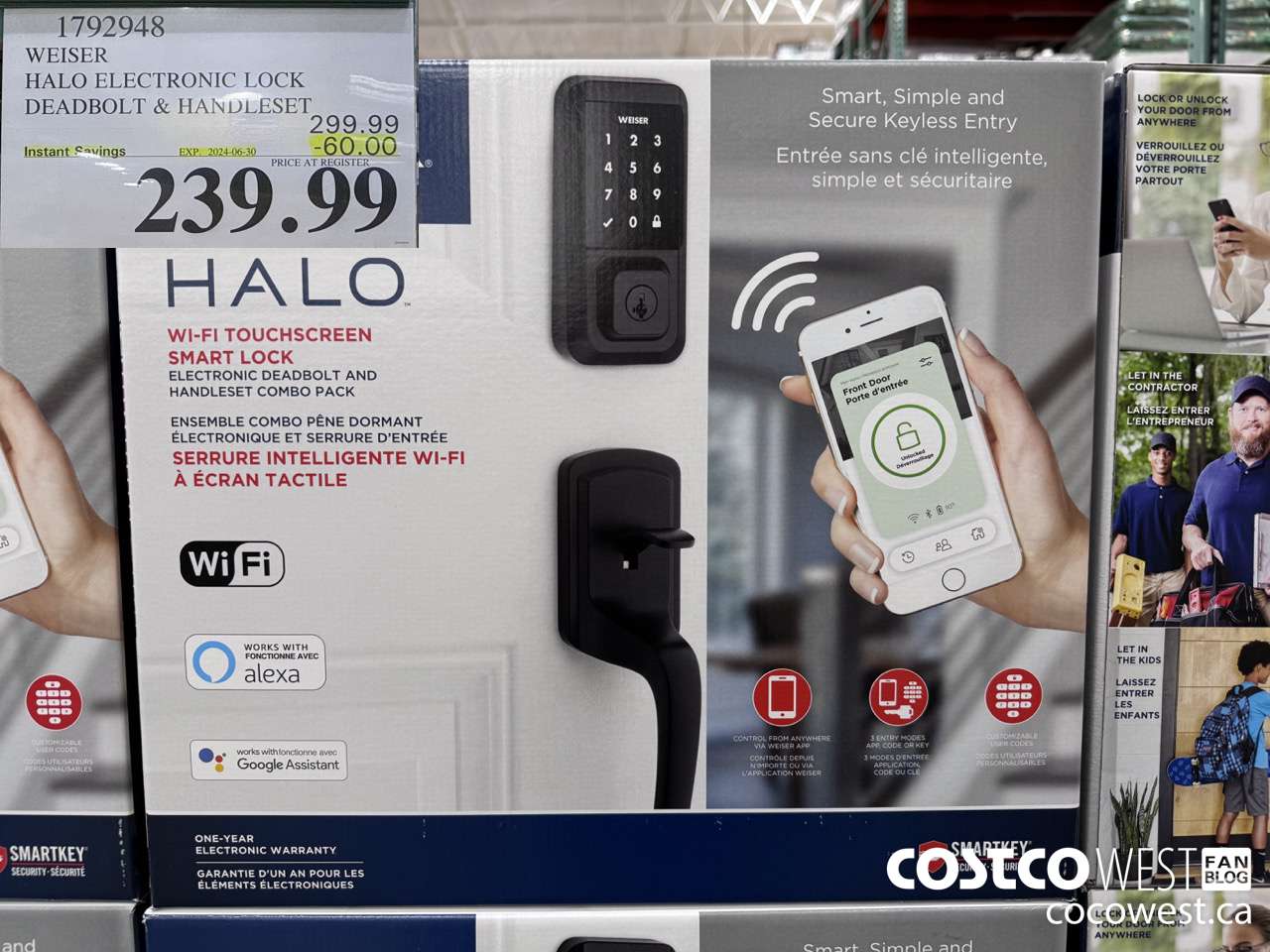 1792948 WEISER HALO ELECTRONIC LOCK DEADBOLT & HANDLESET ($60.00 INSTANT SAVINGS EXPIRES ON 2024-06-30) $239.99