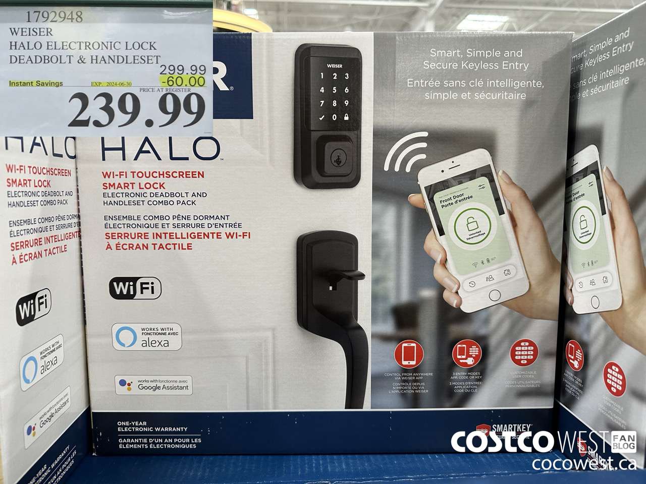 1792948 WEISER HALO ELECTRONIC LOCK DEADBOLT & HANDLESET ($60.00 INSTANT SAVINGS EXPIRES ON 2024-06-30) $239.99