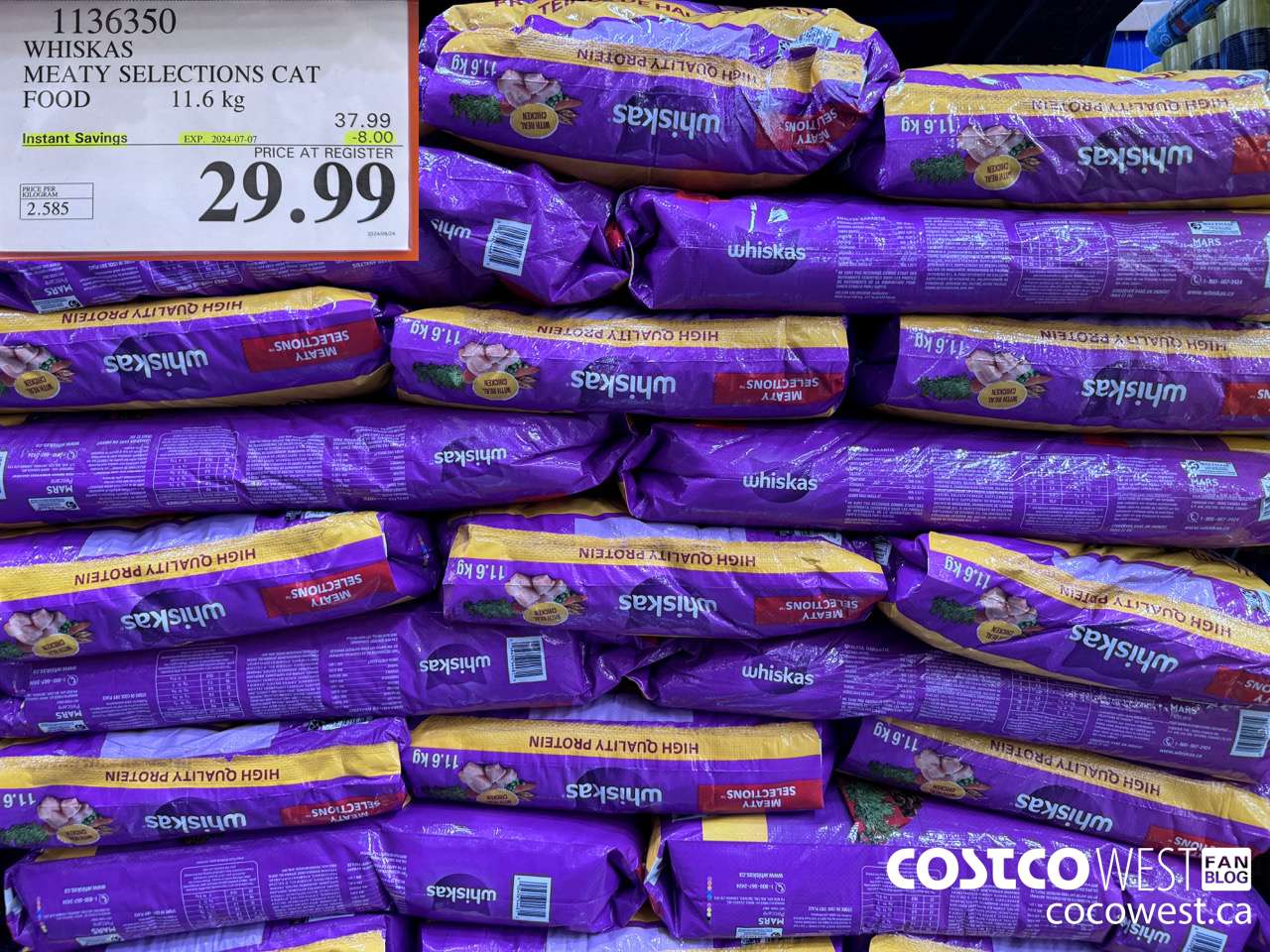 1136350 WHISKAS MEATY SELECTIONS CAT FOOD 11.6 kg ($8.00 INSTANT SAVINGS EXPIRES ON 2024-07-07) $29.99