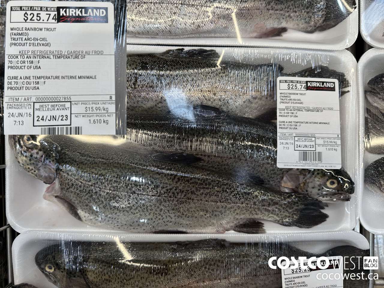 27855 WHOLE RAINBOW TROUT (FARMED) $15.99