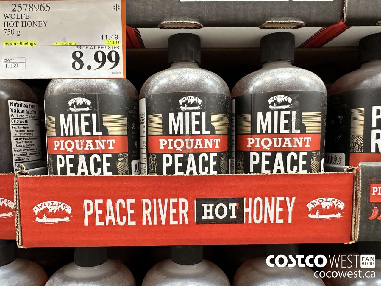 2578965 WOLEE HOT HONEY 750 g ($2.50 INSTANT SAVINGS EXPIRES ON 2024-06-16) $8.99