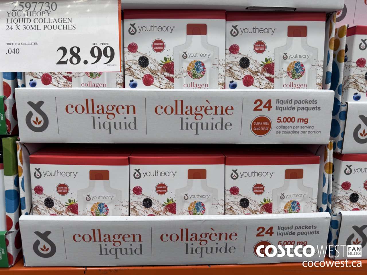 2597730 YOUTHEORY LIQUID COLLAGEN 24 X 30ML POUCHES $28.99