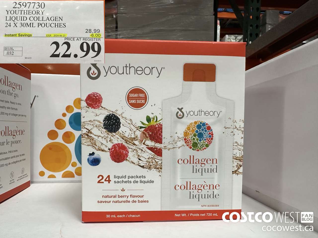 2597730 YOUTHEORY LIQUID COLLAGEN 24 X 30ML POUCHES ($6.00 INSTANT SAVINGS EXPIRES ON 2024-06-23) $22.99