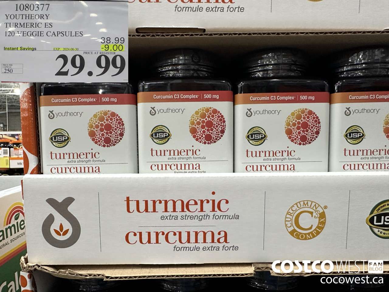1080377 YOUTHEORY TURMERIC ES 120 VEGGIE CAPSULES ($9.00 INSTANT SAVINGS EXPIRES ON 2024-06-30) $29.99