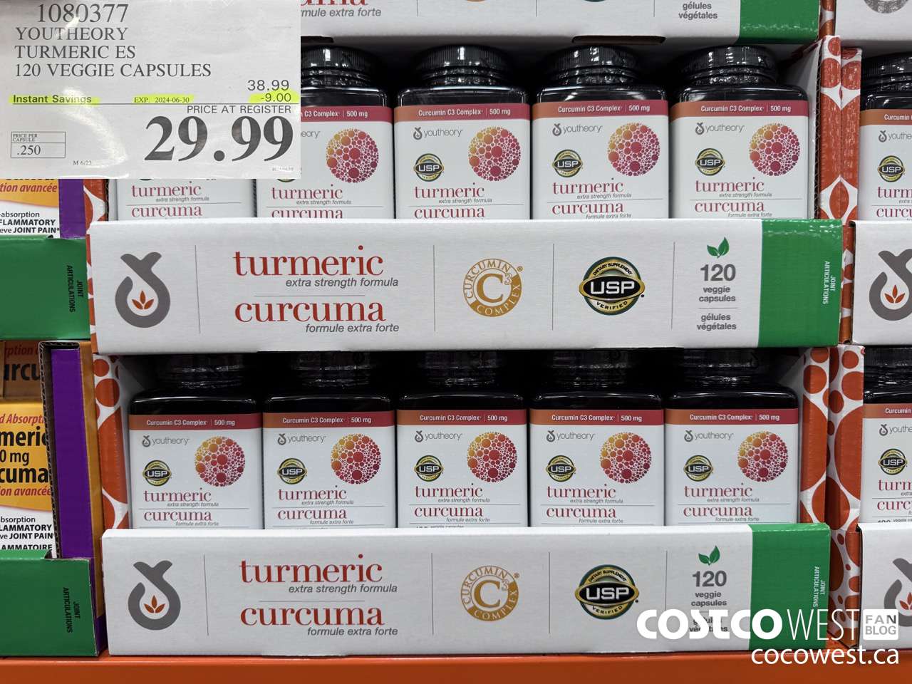 1080377 YOUTHEORY TURMERIC ES 120 VEGGIE CAPSULES ($9.00 INSTANT SAVINGS EXPIRES ON 2024-06-30) $29.99