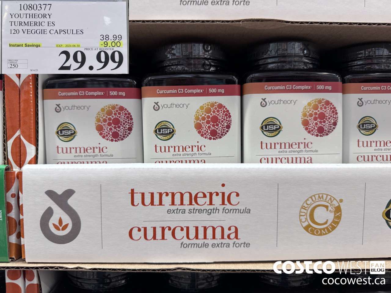 1080377 YOUTHEORY TURMERIC ES 120 VEGGIE CAPSULES ($9.00 INSTANT SAVINGS EXPIRES ON 2024-06-30) $29.99