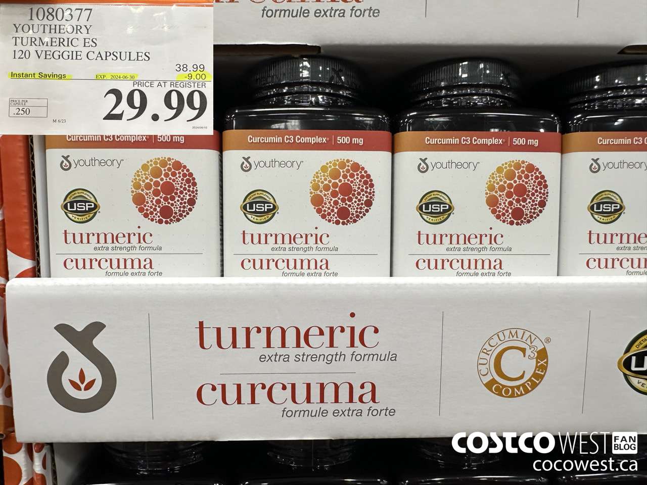 1080377 YOUTHEORY TURMERIC ES 120 VEGGIE CAPSULES ($9.00 INSTANT SAVINGS EXPIRES ON 2024-06-30) $29.99