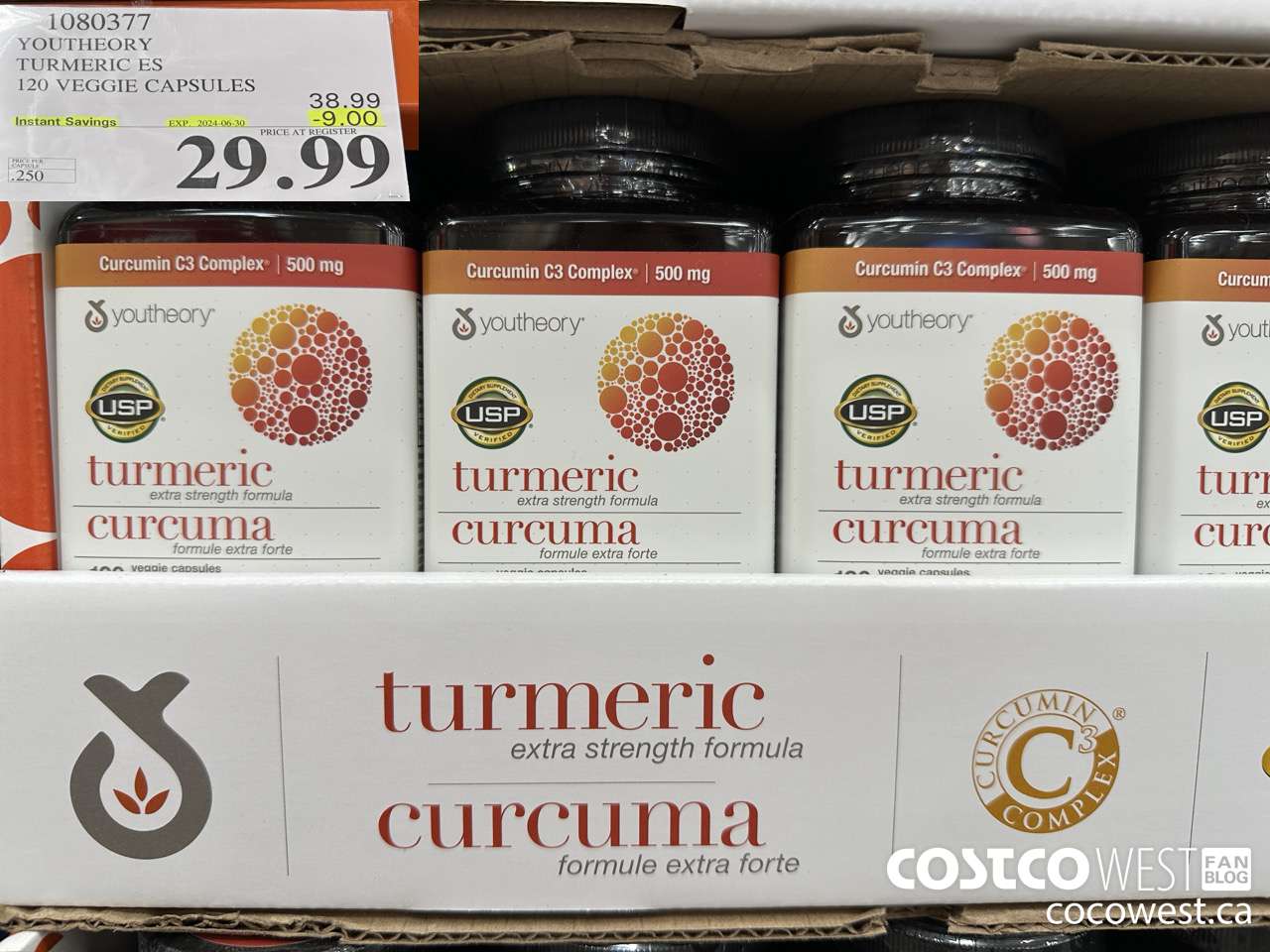 1080377 YOUTHEORY TURMERIC ES 120 VEGGIE CAPSULES ($9.00 INSTANT SAVINGS EXPIRES ON 2024-06-30) $29.99