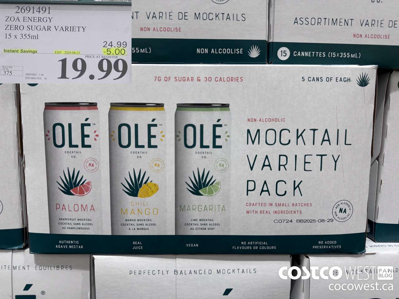 2691491 ZOA ENERGY ZERO SUGAR VARIETY 15 X 355ML ($5.00 INSTANT SAVINGS EXPIRES ON 2024-06-23) $19.99